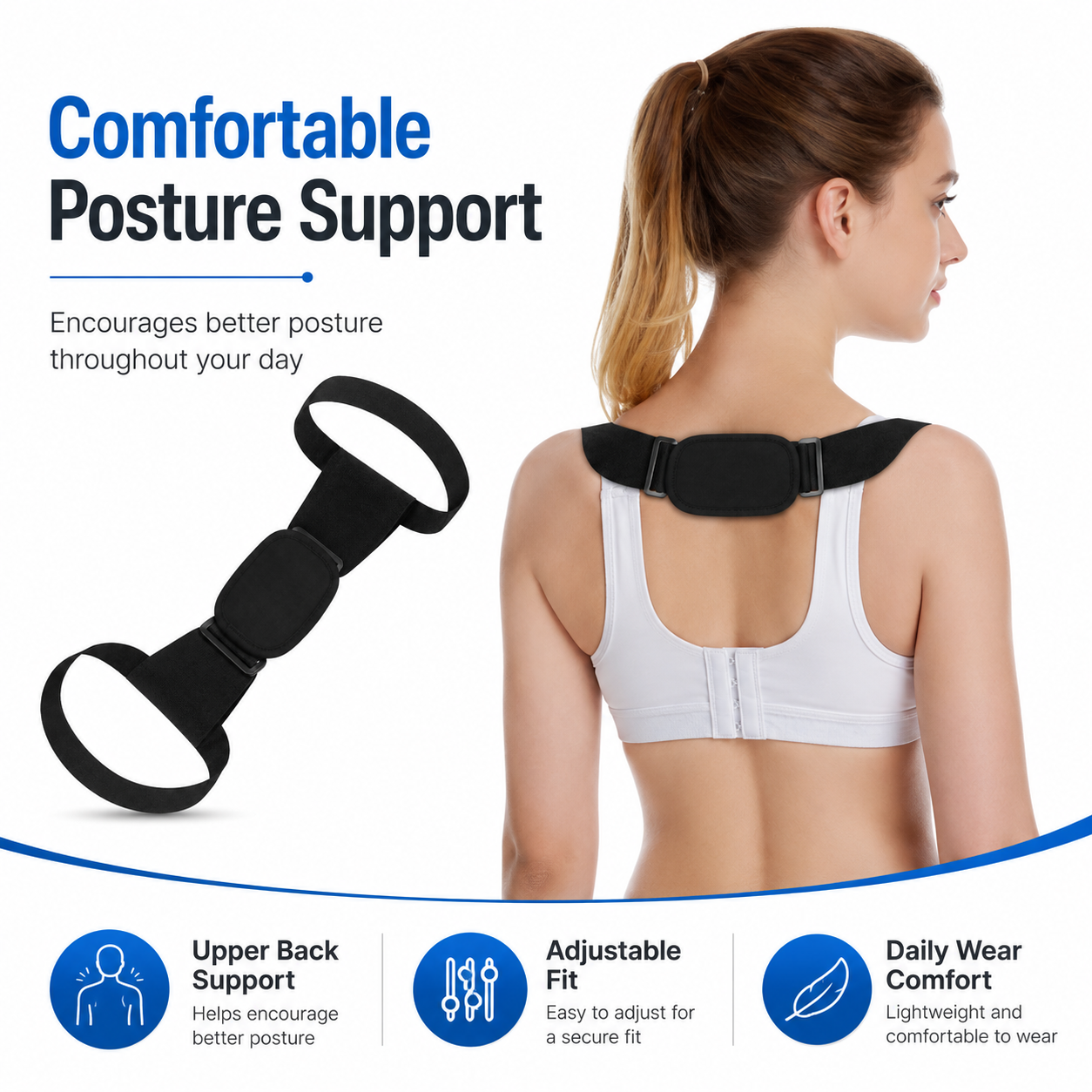 Adjustable Shoulder Support Strap – Lightweight Wearable Support Accessory for Work, Study & Daily Routine