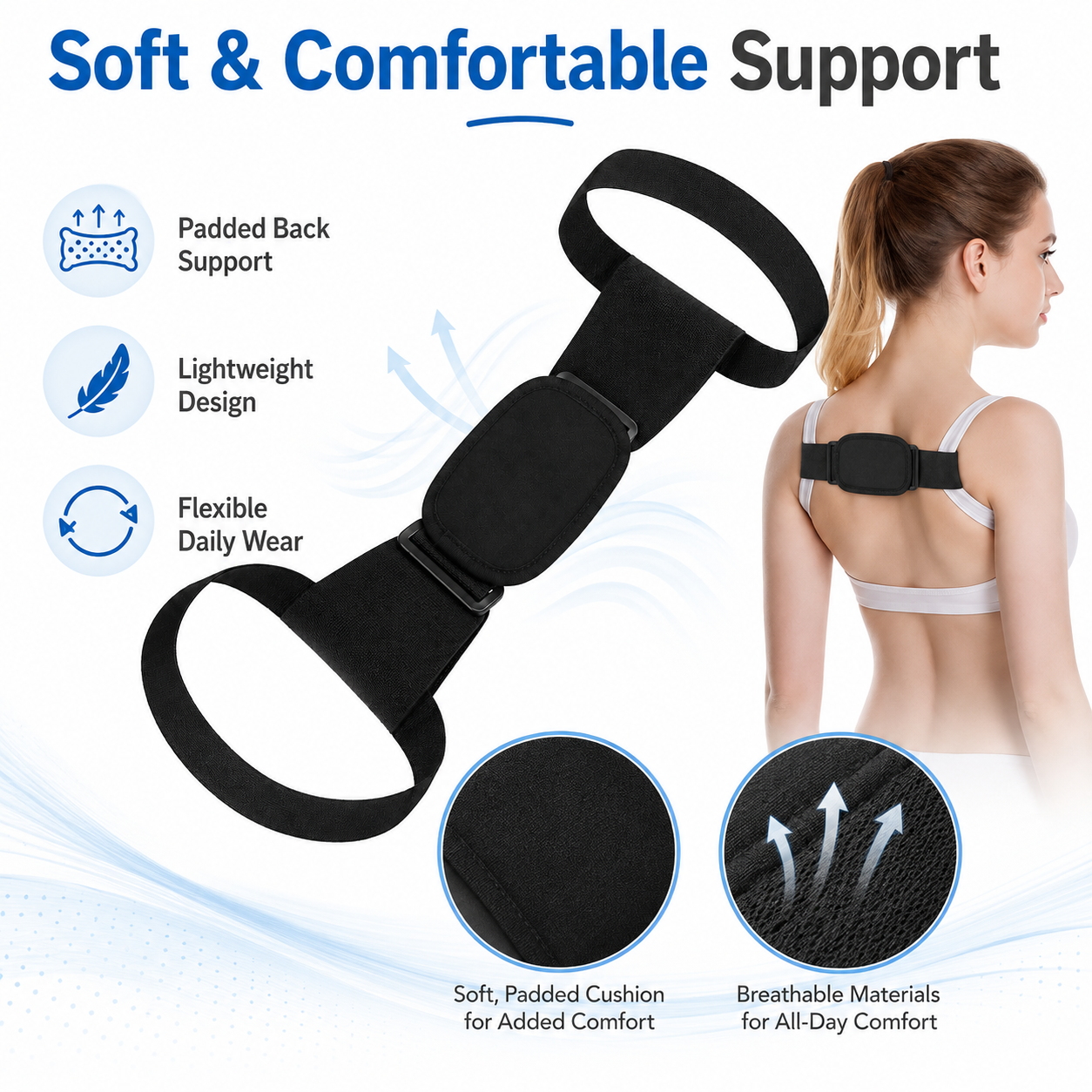 Adjustable Shoulder Support Strap – Lightweight Wearable Support Accessory for Work, Study & Daily Routine
