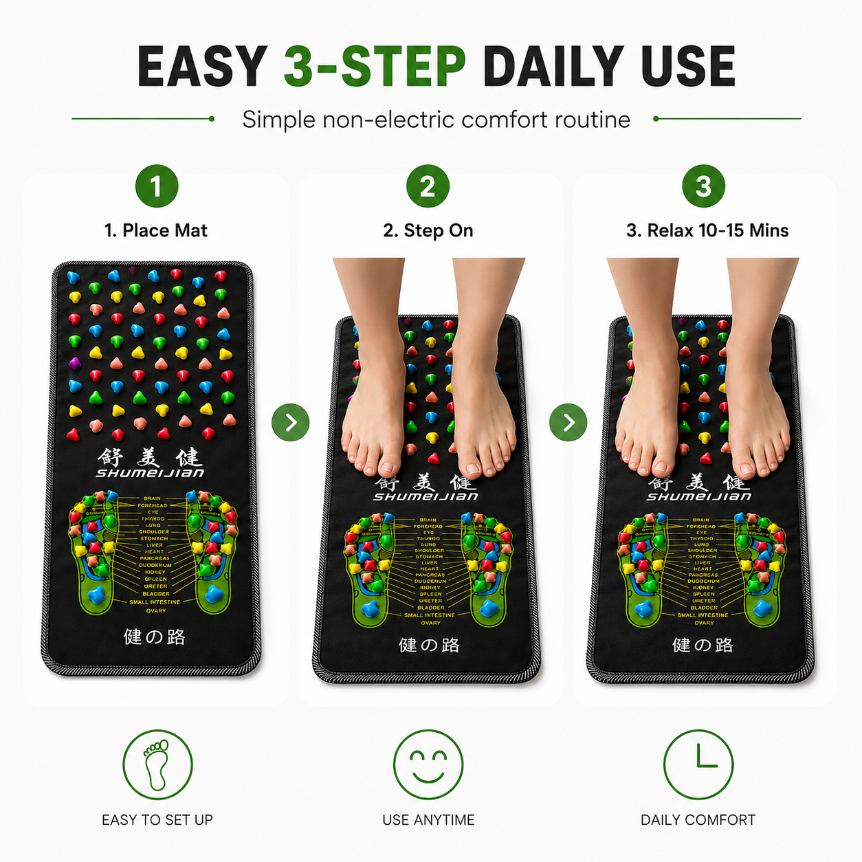 Textured Foot Comfort Mat – Non-Electric Standing Mat for Home & Daily Use