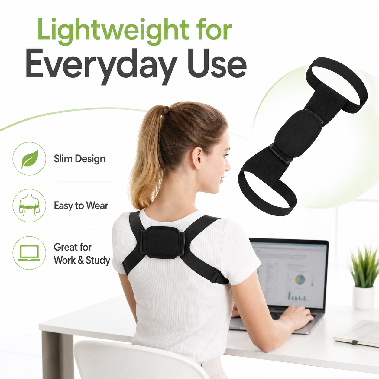 Adjustable Shoulder Support Strap – Lightweight Wearable Support Accessory for Work, Study & Daily Routine