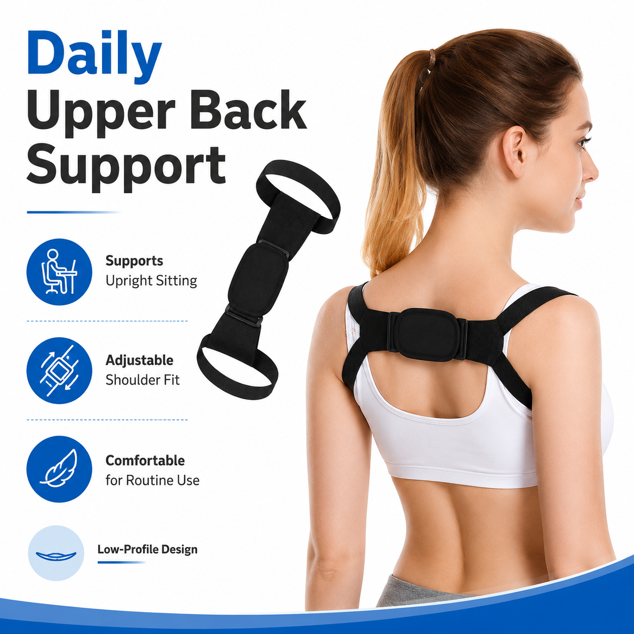 Adjustable Shoulder Support Strap – Lightweight Wearable Support Accessory for Work, Study & Daily Routine