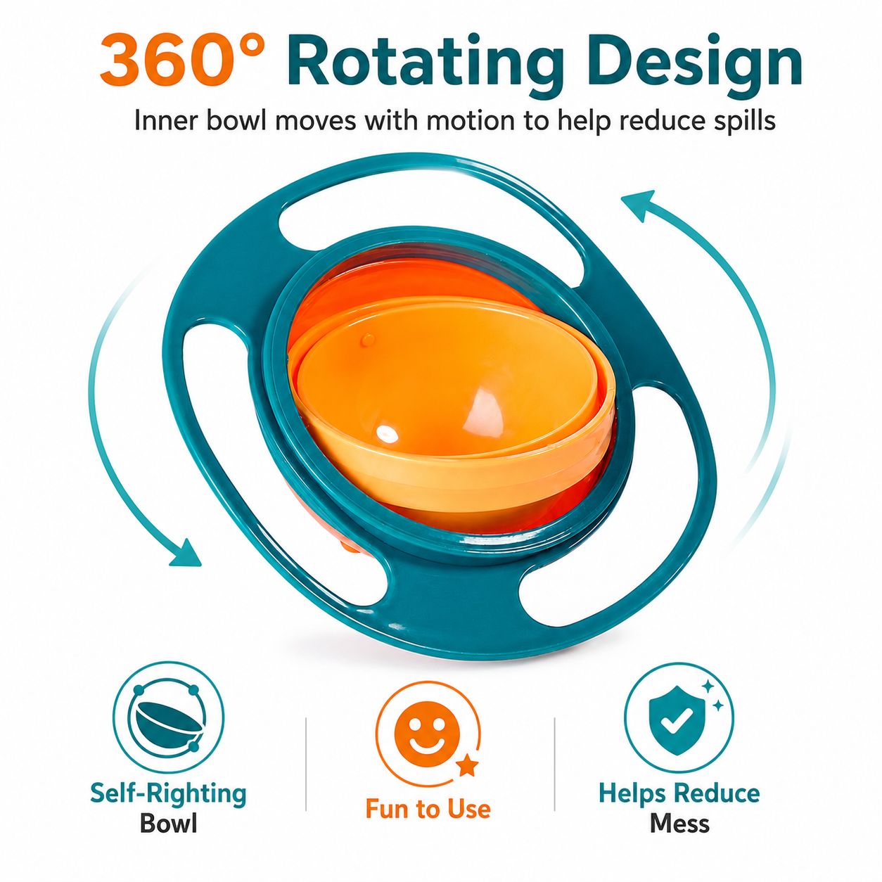 360° Rotating Spill-Proof Baby Gyro Bowl for Toddlers