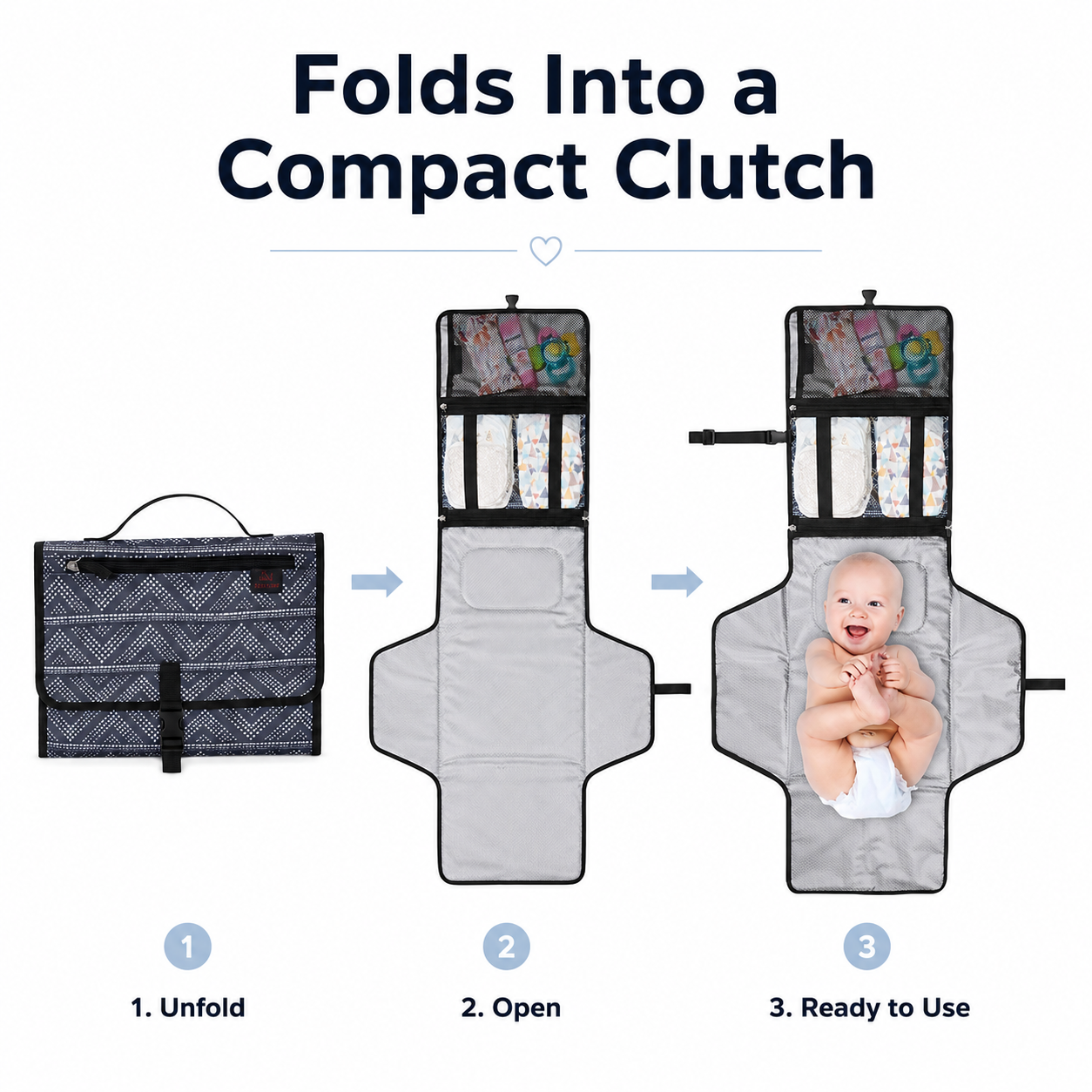 Portable Baby Changing Diaper Pad – Waterproof Travel Changing Station with Storage Pockets