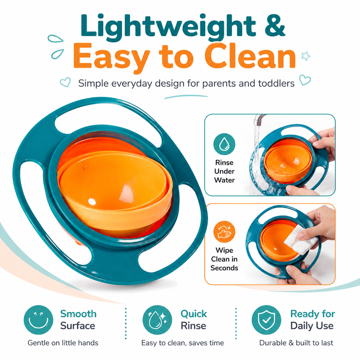 360° Rotating Spill-Proof Baby Gyro Bowl for Toddlers