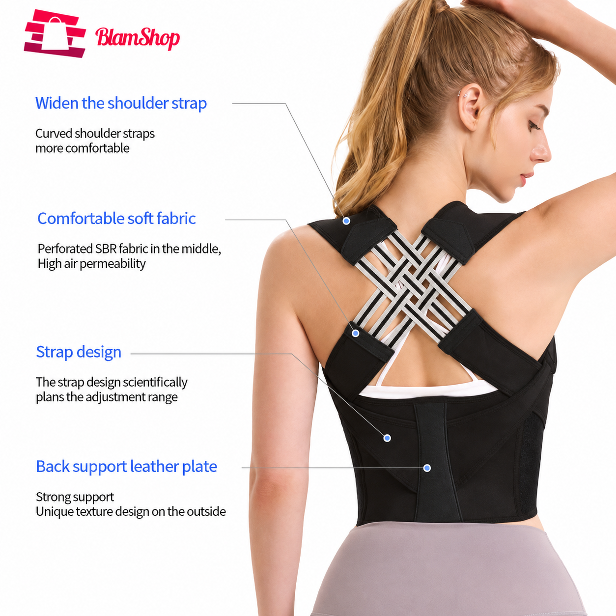 Adjustable Posture Corrector Belt for Men & Women, Back & Shoulder Support Brace with X-Strap Design
