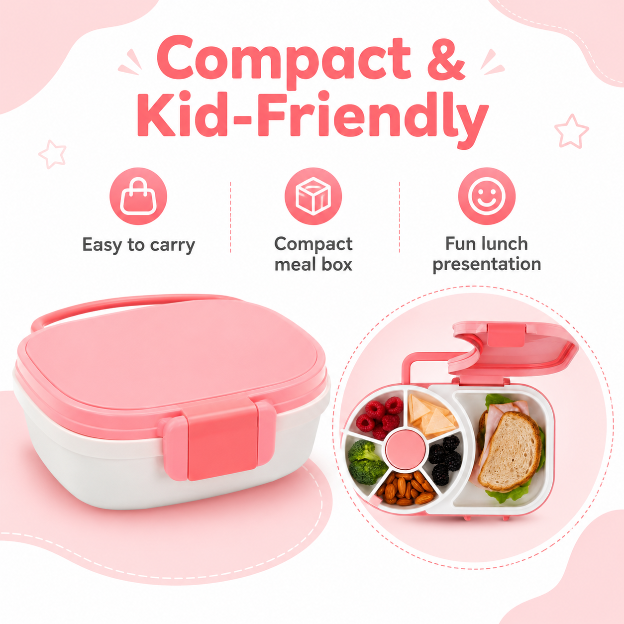Rotating Kids Lunch Box – Multi-Compartment Snack Tray for School, Travel & Daily Meals