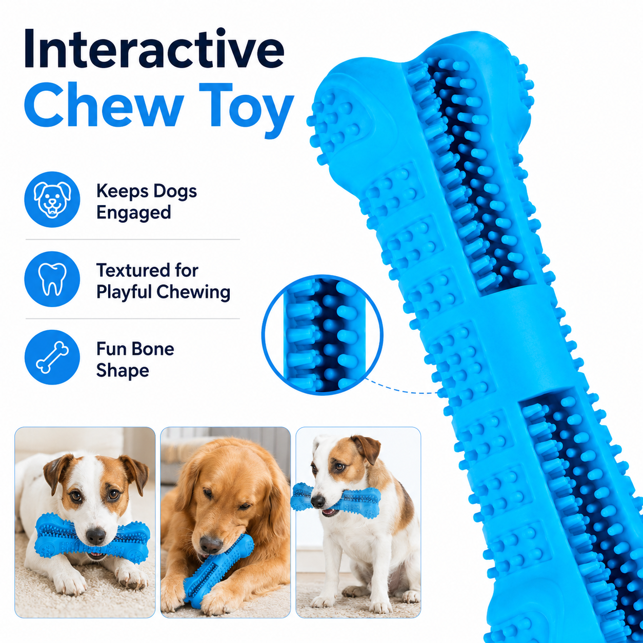 Soft Rubber Dog Toothbrush Toy – Textured Chew Bone for Dogs, Puppy Play & Daily Oral Care Routine