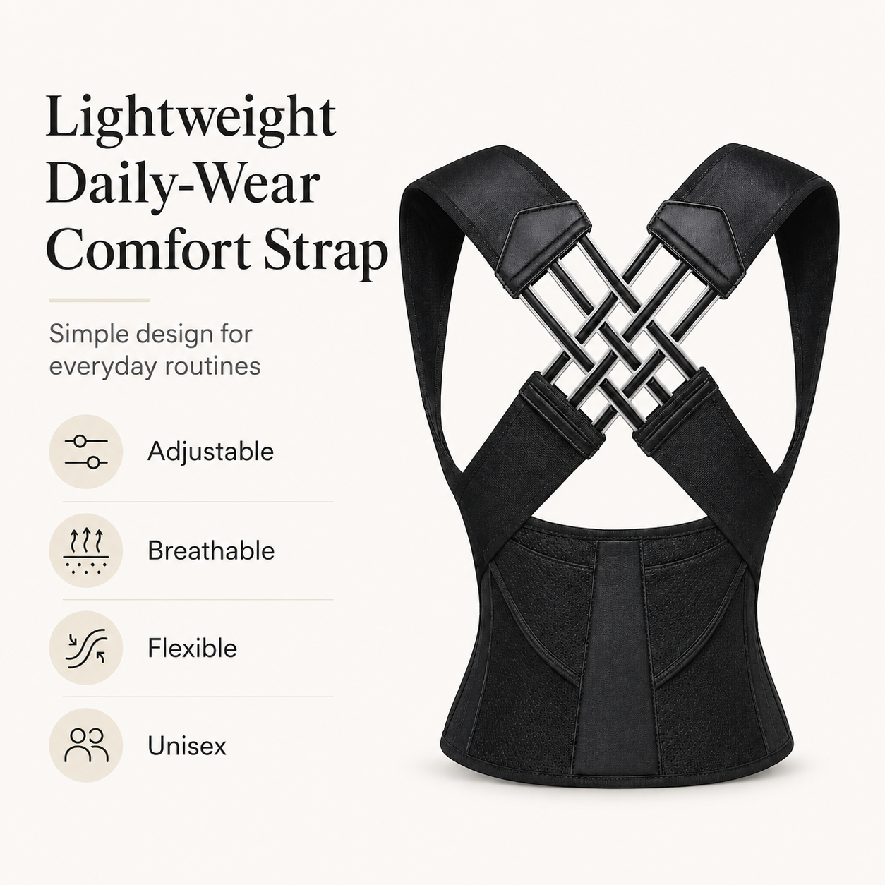 Adjustable X-Back Comfort Strap for Men & Women – Lightweight Daily Wear Support strap