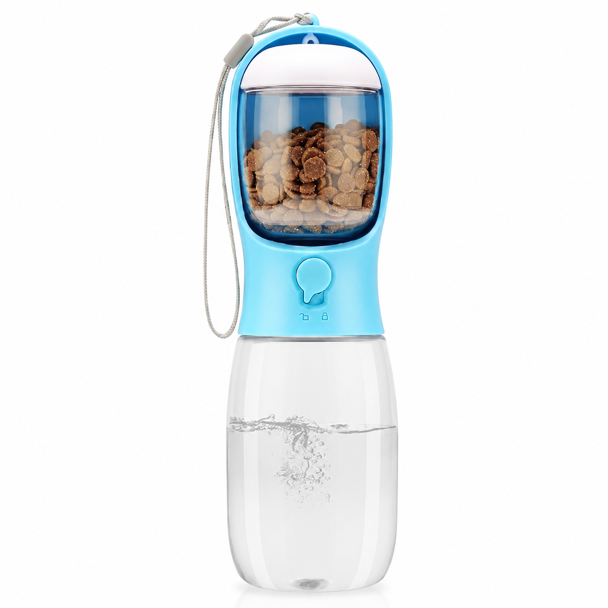 Portable Dog Water Bottle with Food Container – 2-in-1 Travel Pet Water Dispenser for Walks, Hiking & Road Trips
