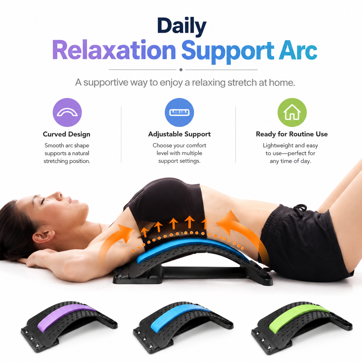 Back Stretcher & Support Arc – Adjustable Back Massage Board for Home, Fitness & Daily Relaxation