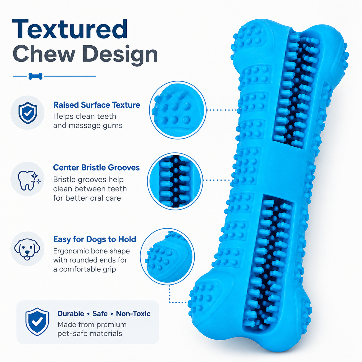 Soft Rubber Dog Toothbrush Toy – Textured Chew Bone for Dogs, Puppy Play & Daily Oral Care Routine