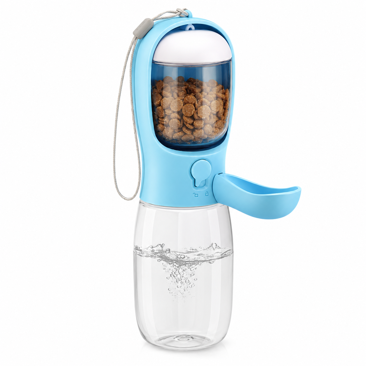 Portable Dog Water Bottle with Food Container – 2-in-1 Travel Pet Water Dispenser for Walks, Hiking & Road Trips