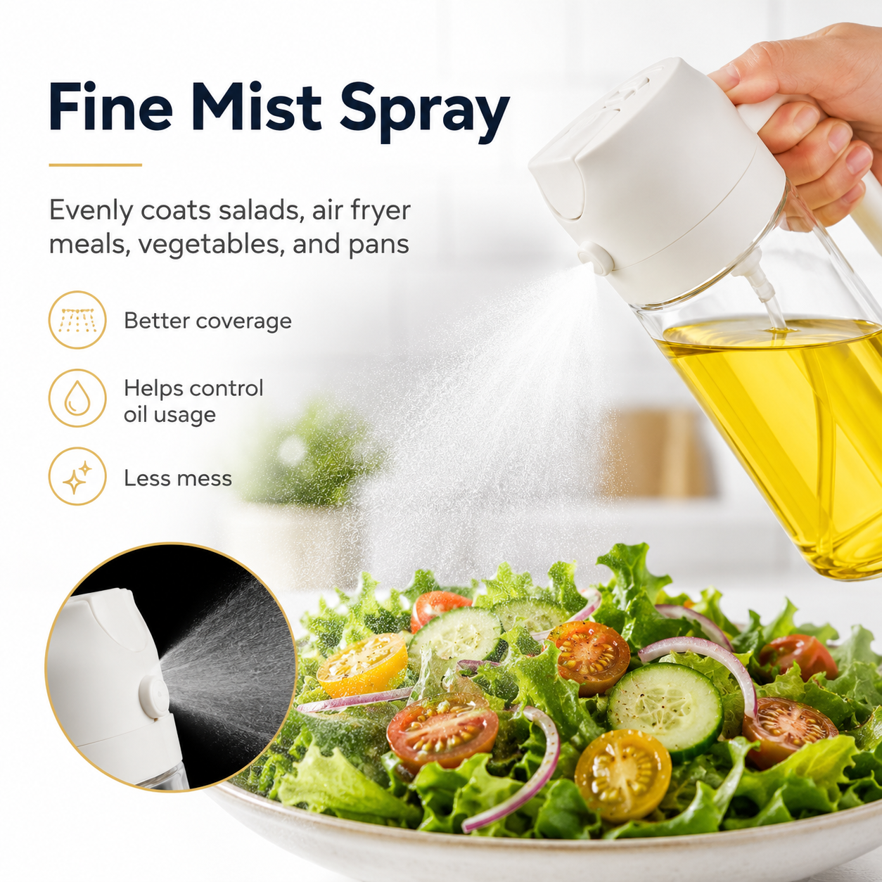 2-in-1 Plastic Spray Oil Bottle - 500ml