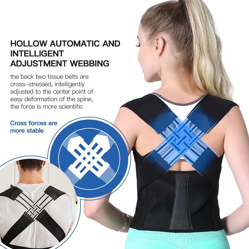 Adjustable Posture Corrector Belt for Men & Women, Back & Shoulder Support Brace with X-Strap Design