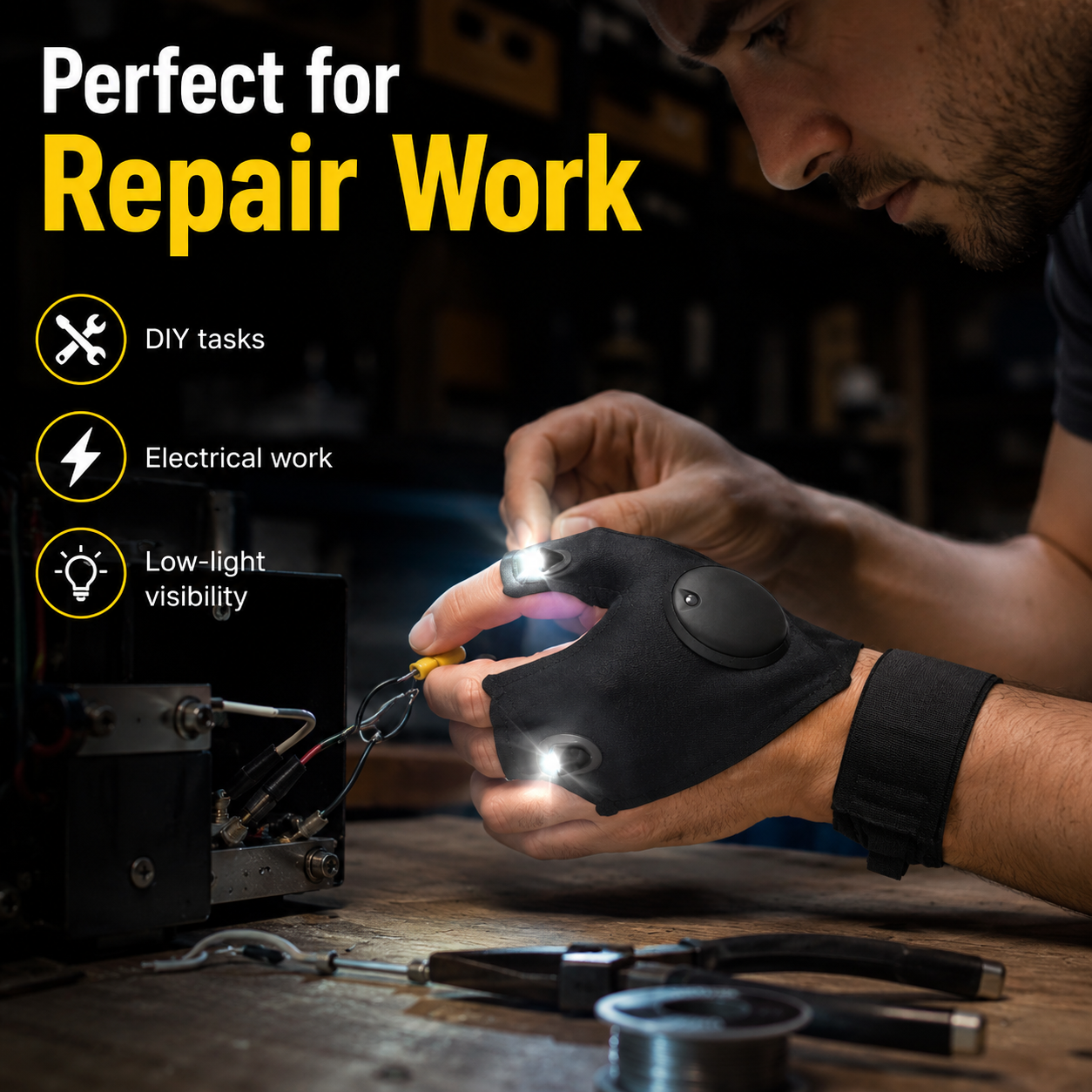 LED Light Gloves – Hands-Free Flashlight Gloves for Repair, Fishing & Outdoor Use