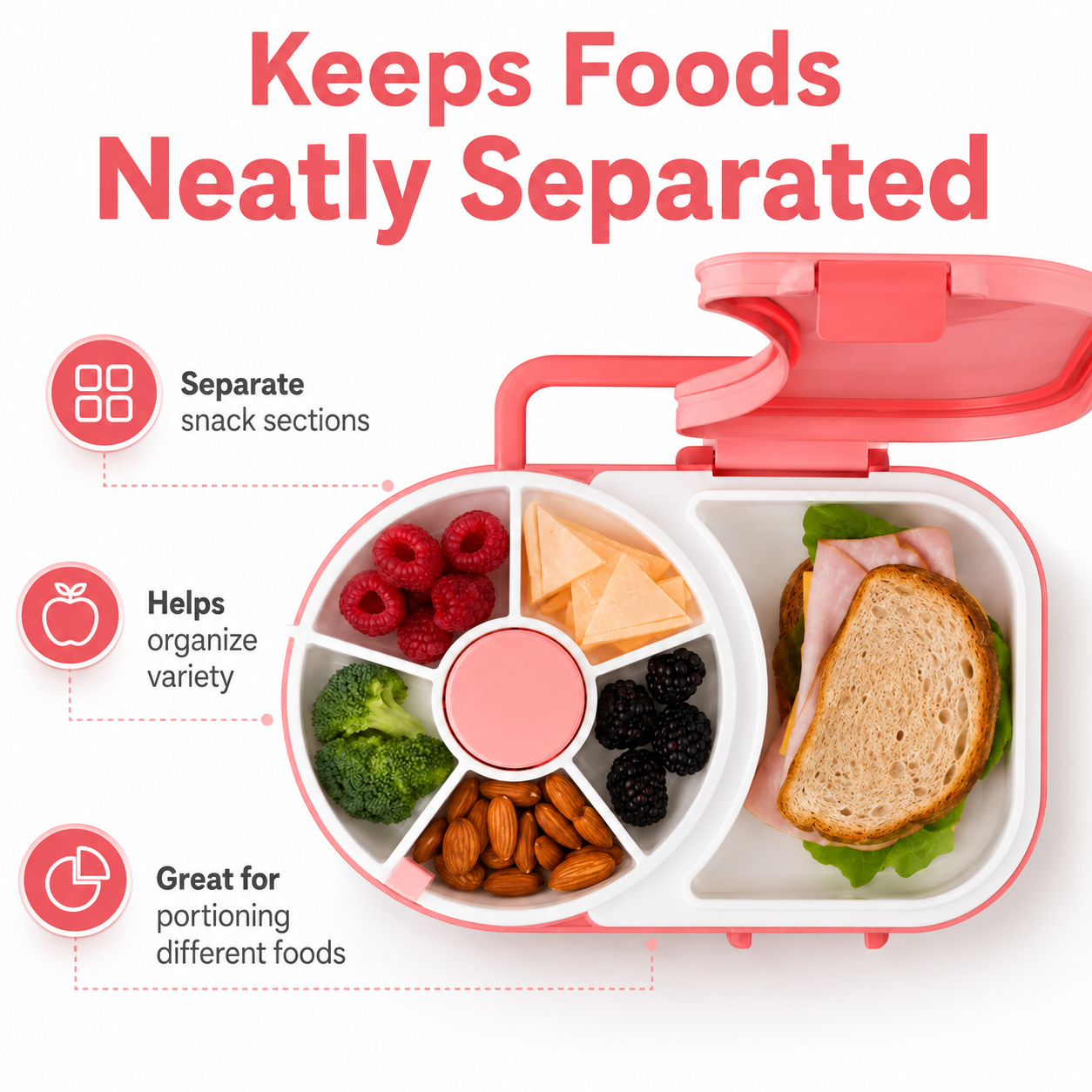 Rotating Kids Lunch Box – Multi-Compartment Snack Tray for School, Travel & Daily Meals