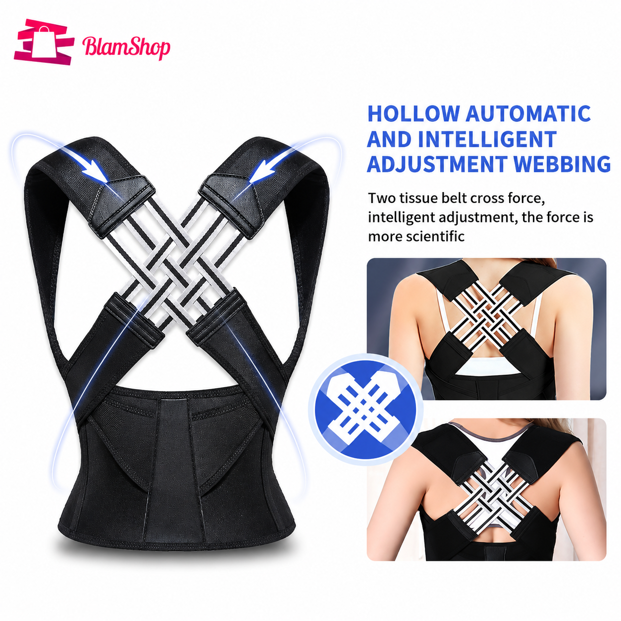 Adjustable Posture Corrector Belt for Men & Women, Back & Shoulder Support Brace with X-Strap Design