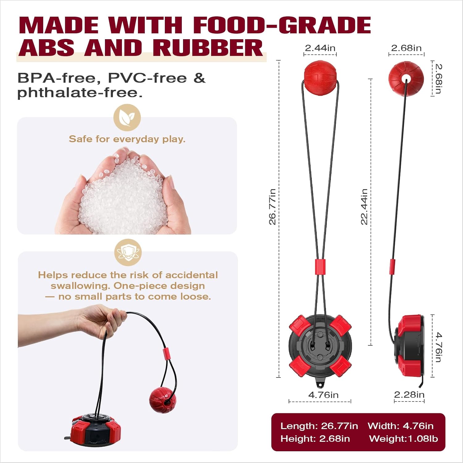 Interactive Dog Tug Toy with Elastic Rope Bouncing Ball