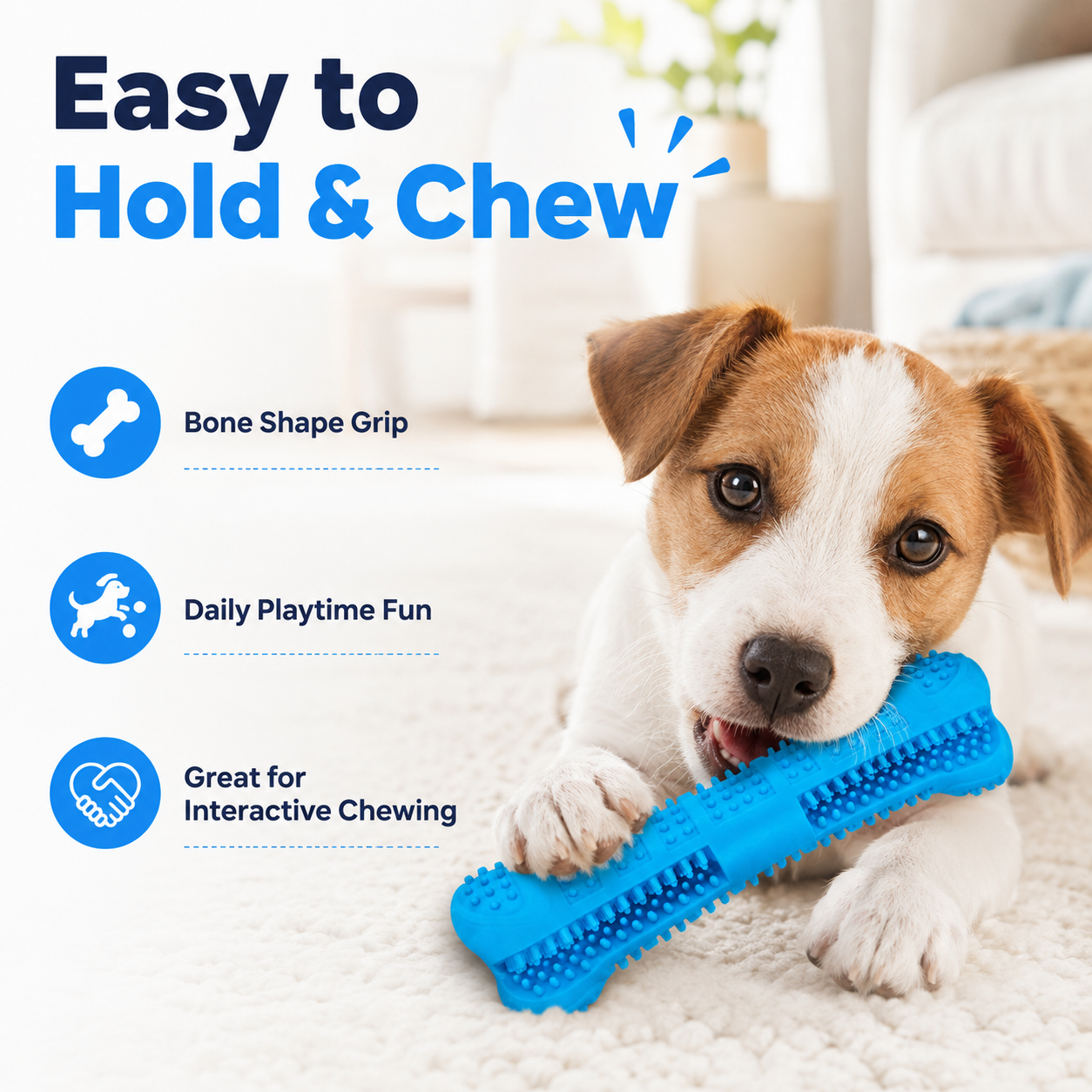Soft Rubber Dog Toothbrush Toy – Textured Chew Bone for Dogs, Puppy Play & Daily Oral Care Routine