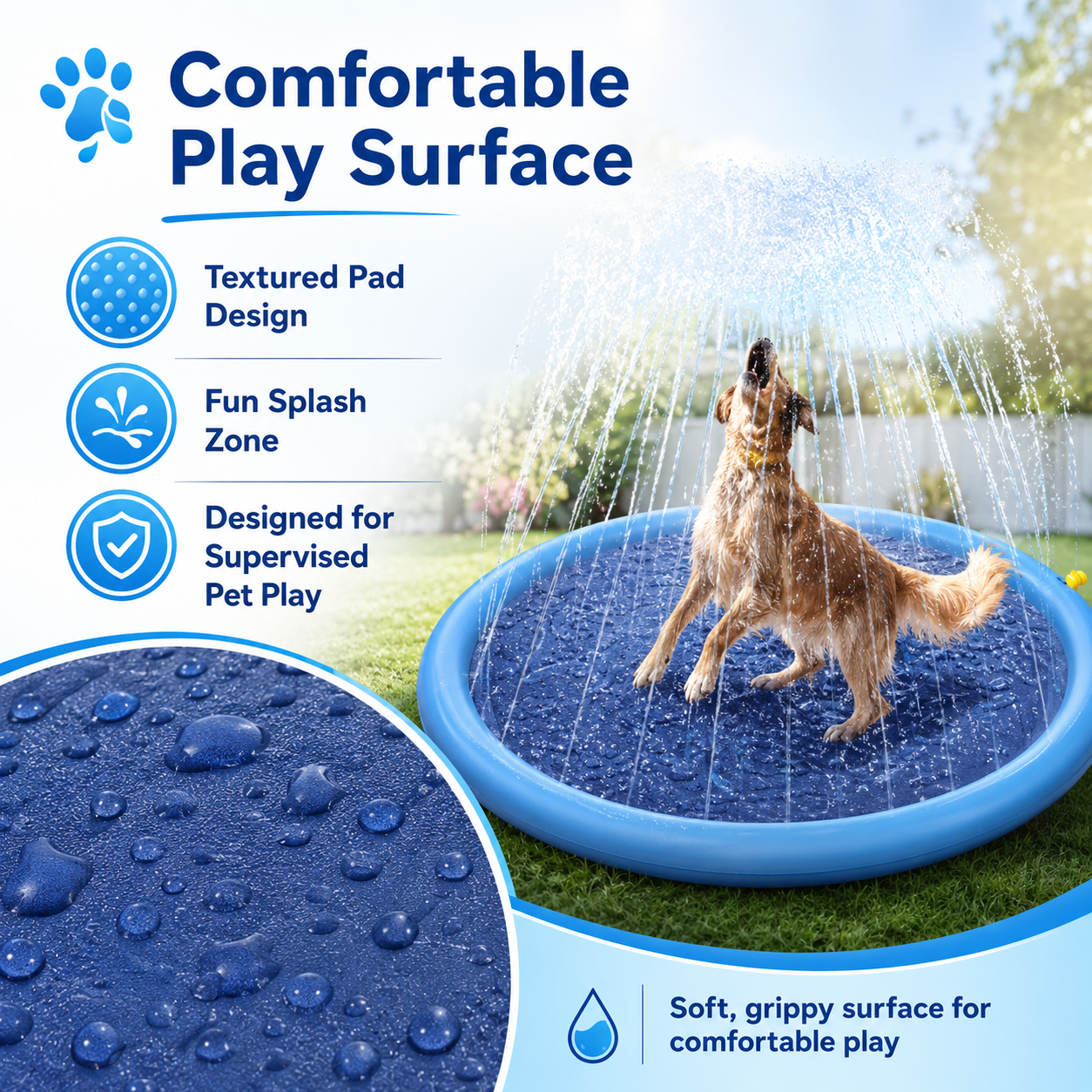 Dog Splash Sprinkler Pad – Outdoor Water Play Mat for Pets, Summer Fun & Backyard Play