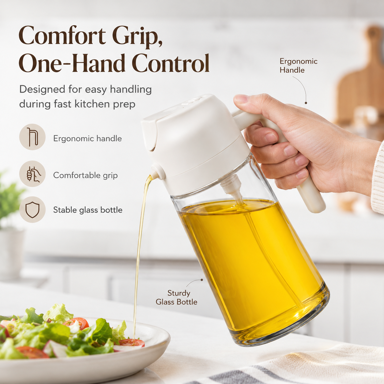 2-in-1 Plastic Spray Oil Bottle - 500ml