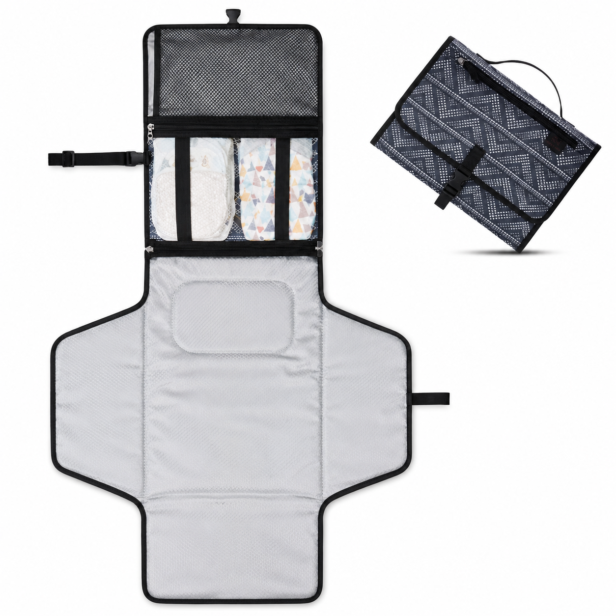 Portable Baby Changing Diaper Pad – Waterproof Travel Changing Station with Storage Pockets
