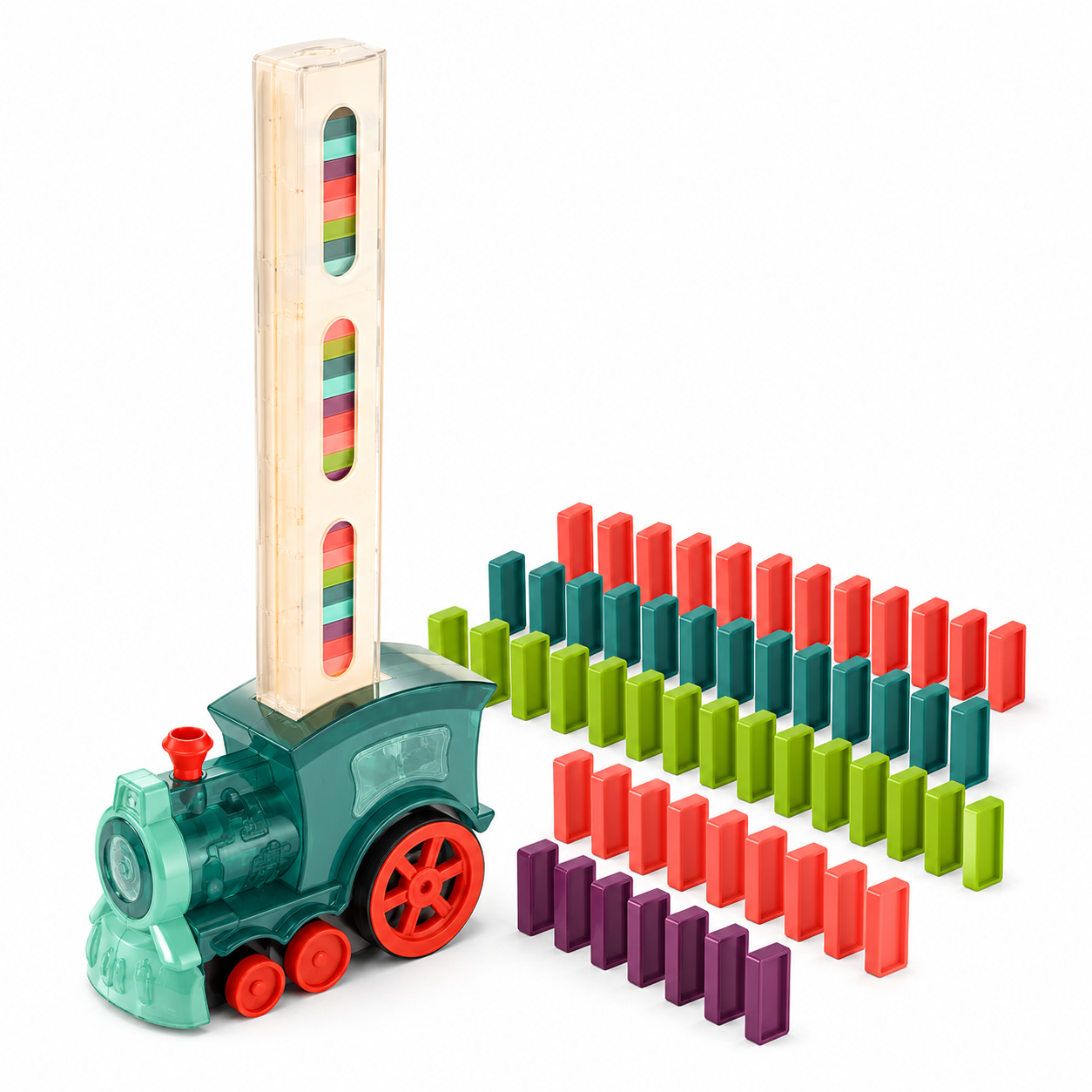 Automatic Domino Train Toy – Colorful Domino Laying Train Set for Kids, Creative Play & Indoor Fun