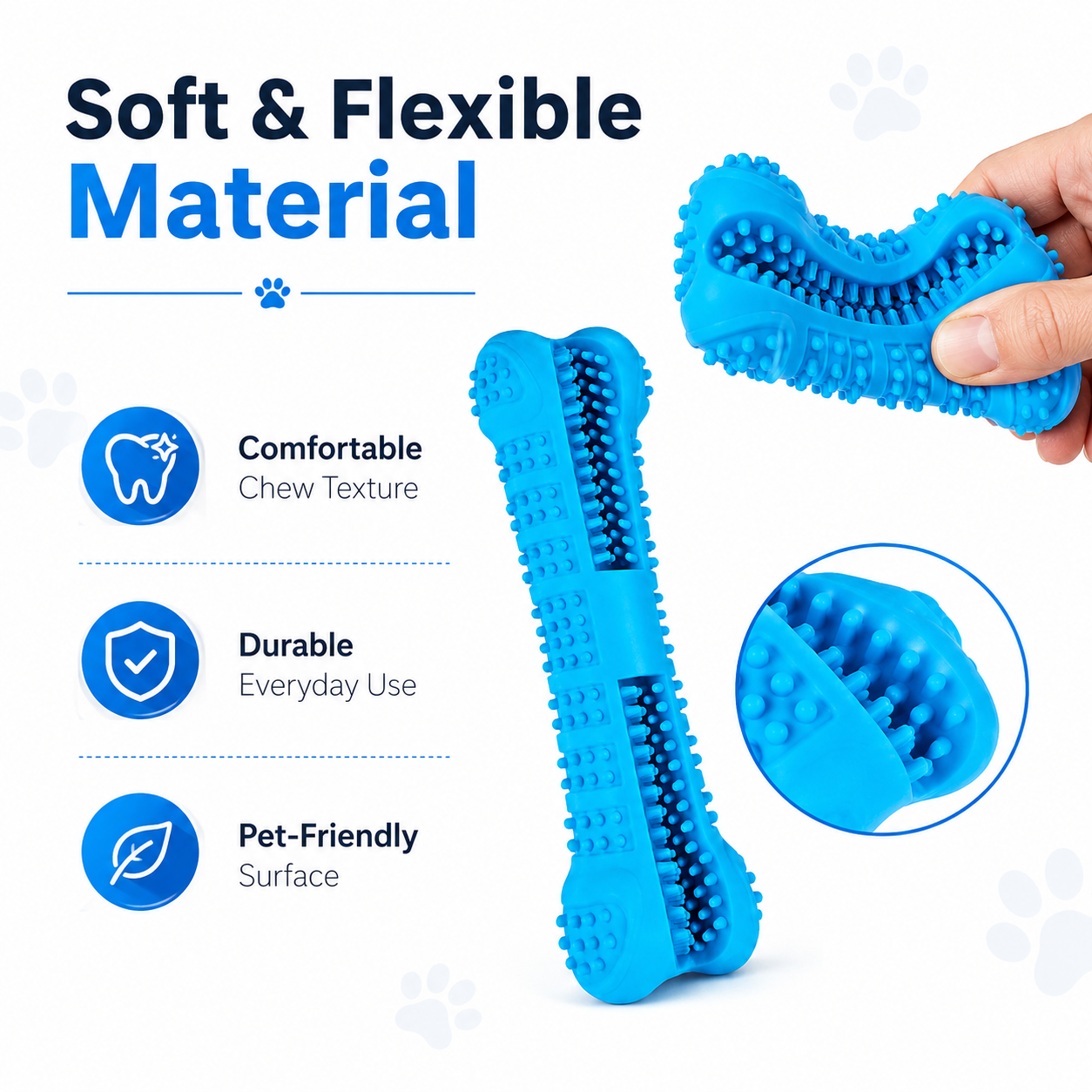 Soft Rubber Dog Toothbrush Toy – Textured Chew Bone for Dogs, Puppy Play & Daily Oral Care Routine