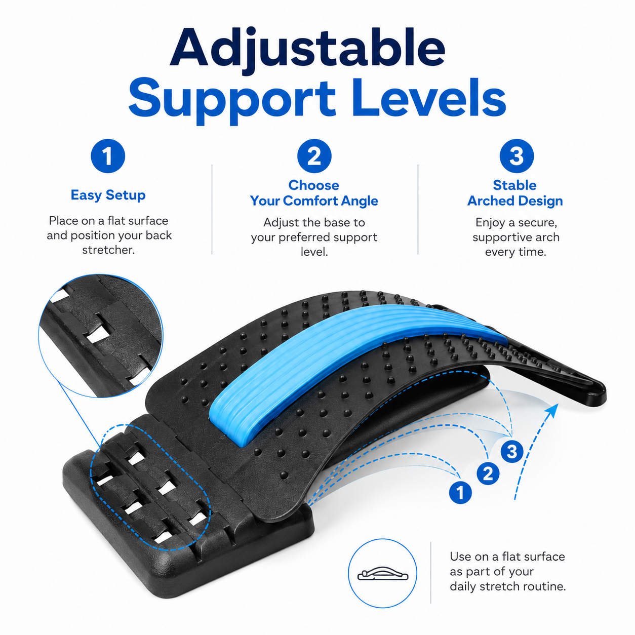Back Stretcher & Support Arc – Adjustable Back Massage Board for Home, Fitness & Daily Relaxation