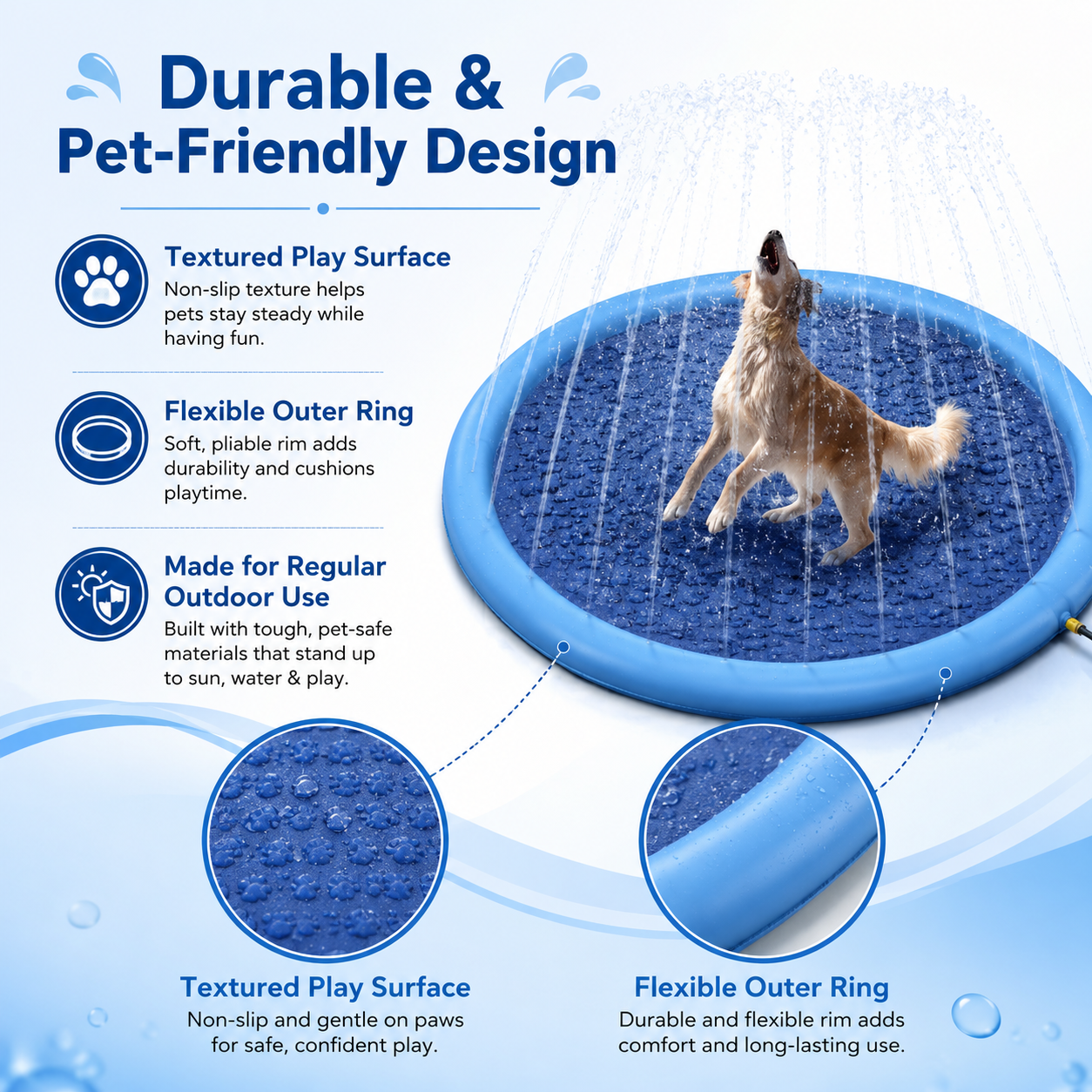 Dog Splash Sprinkler Pad – Outdoor Water Play Mat for Pets, Summer Fun & Backyard Play