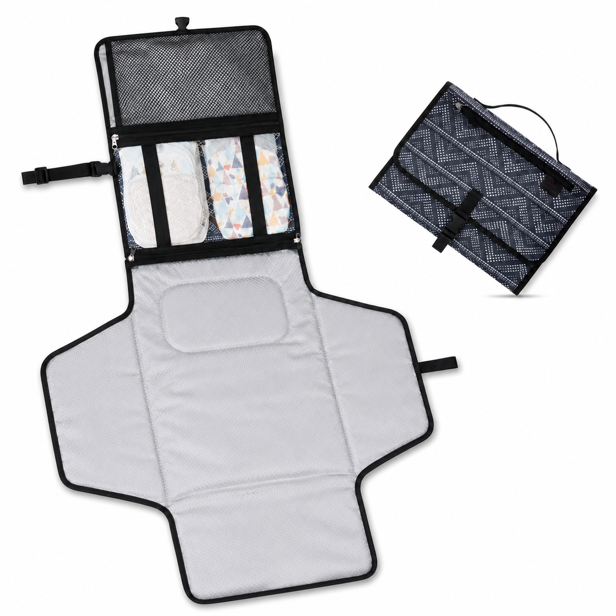 Portable Baby Changing Diaper Pad – Waterproof Travel Changing Station with Storage Pockets