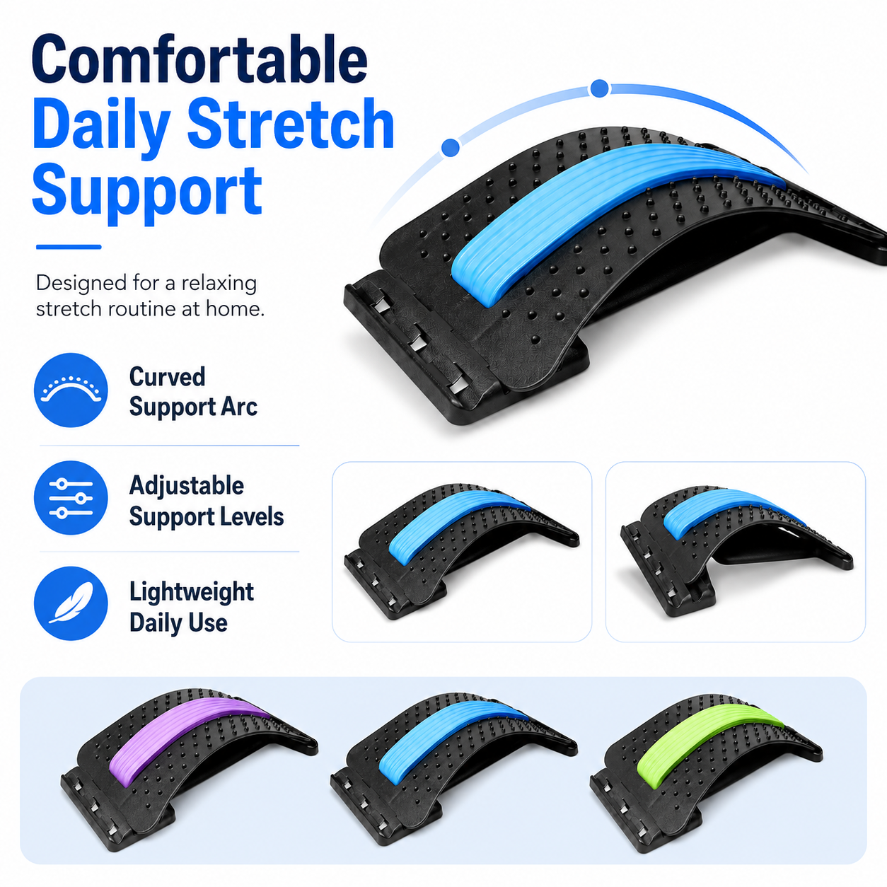 Back Stretcher & Support Arc – Adjustable Back Massage Board for Home, Fitness & Daily Relaxation