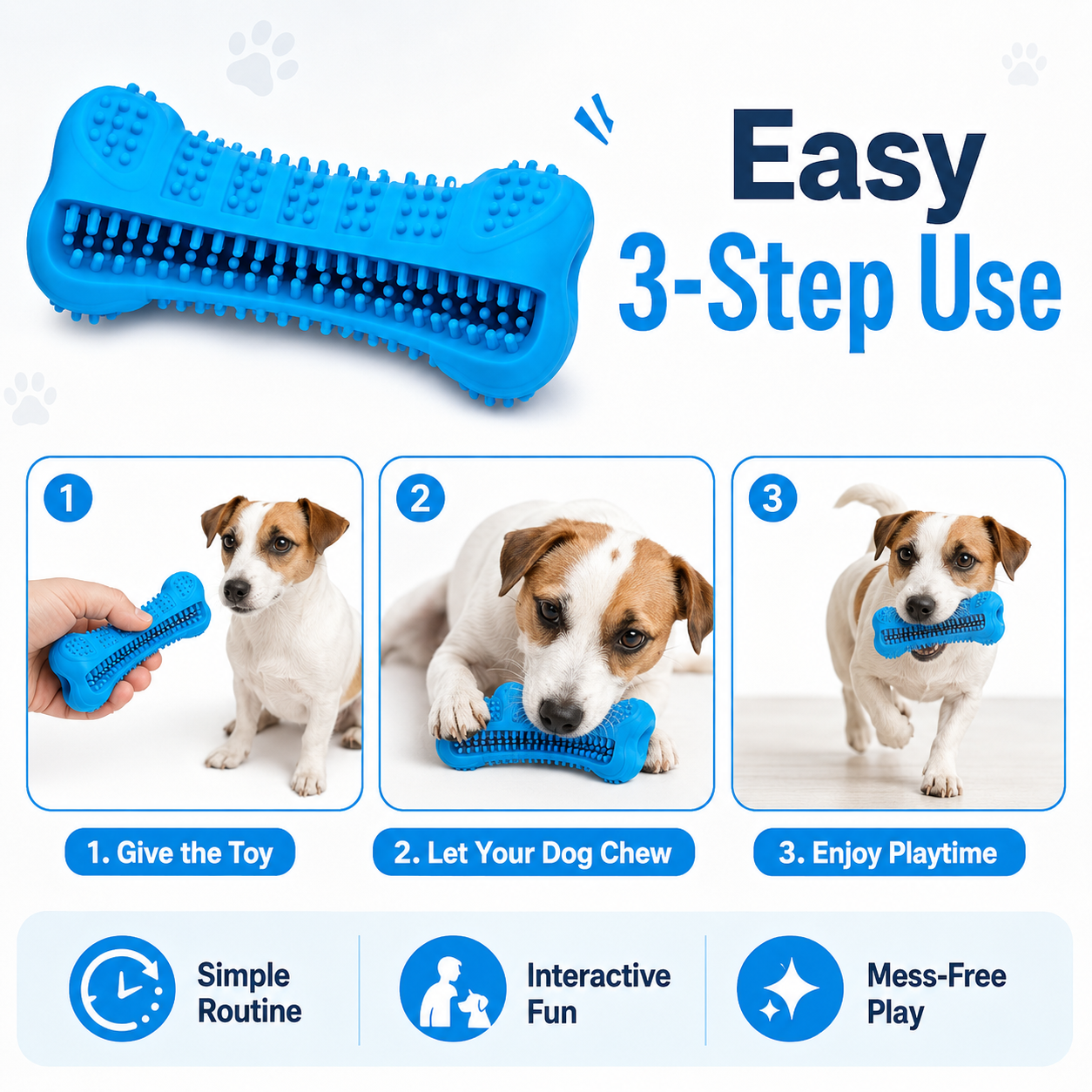 Soft Rubber Dog Toothbrush Toy – Textured Chew Bone for Dogs, Puppy Play & Daily Oral Care Routine