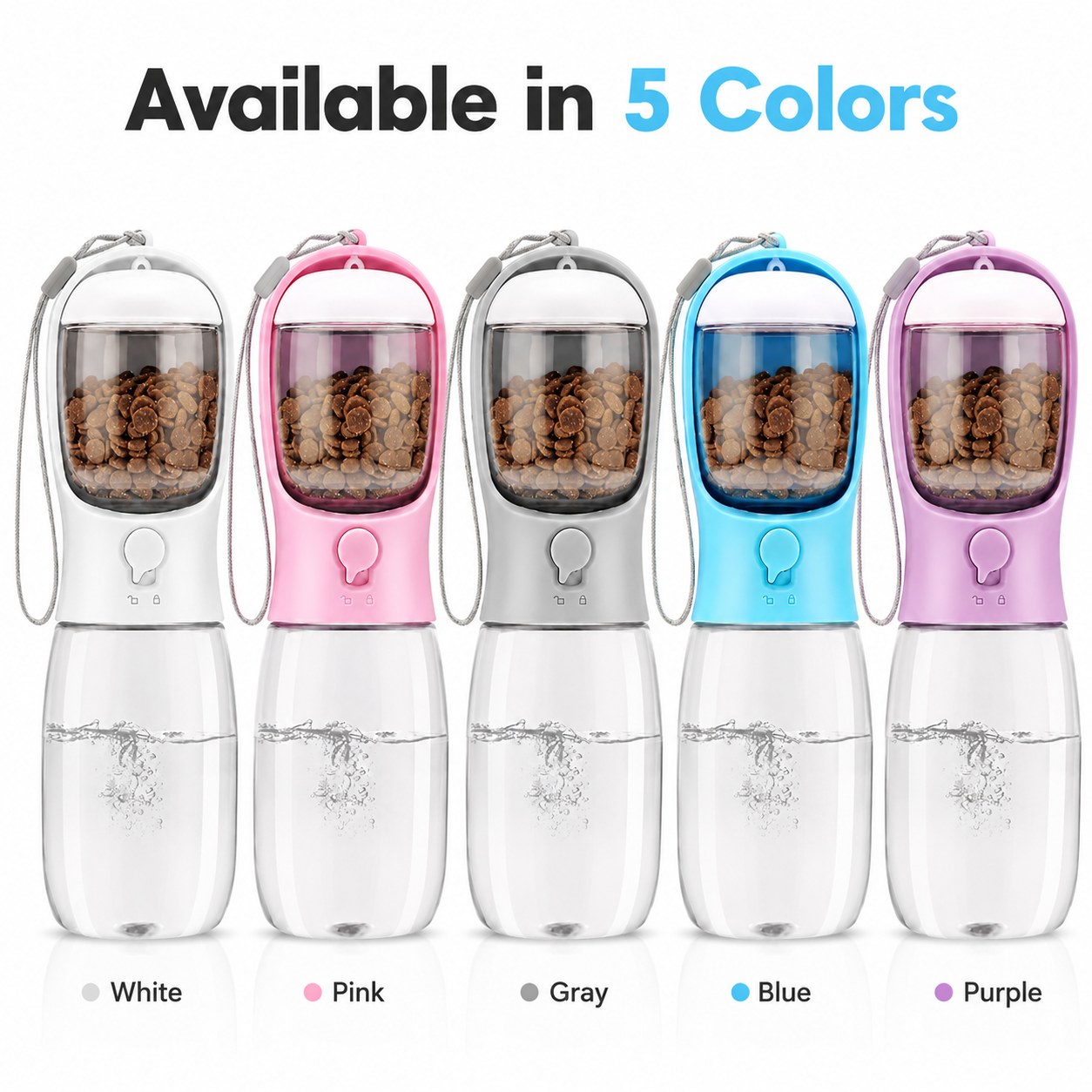 Portable Dog Water Bottle with Food Container – 2-in-1 Travel Pet Water Dispenser for Walks, Hiking & Road Trips