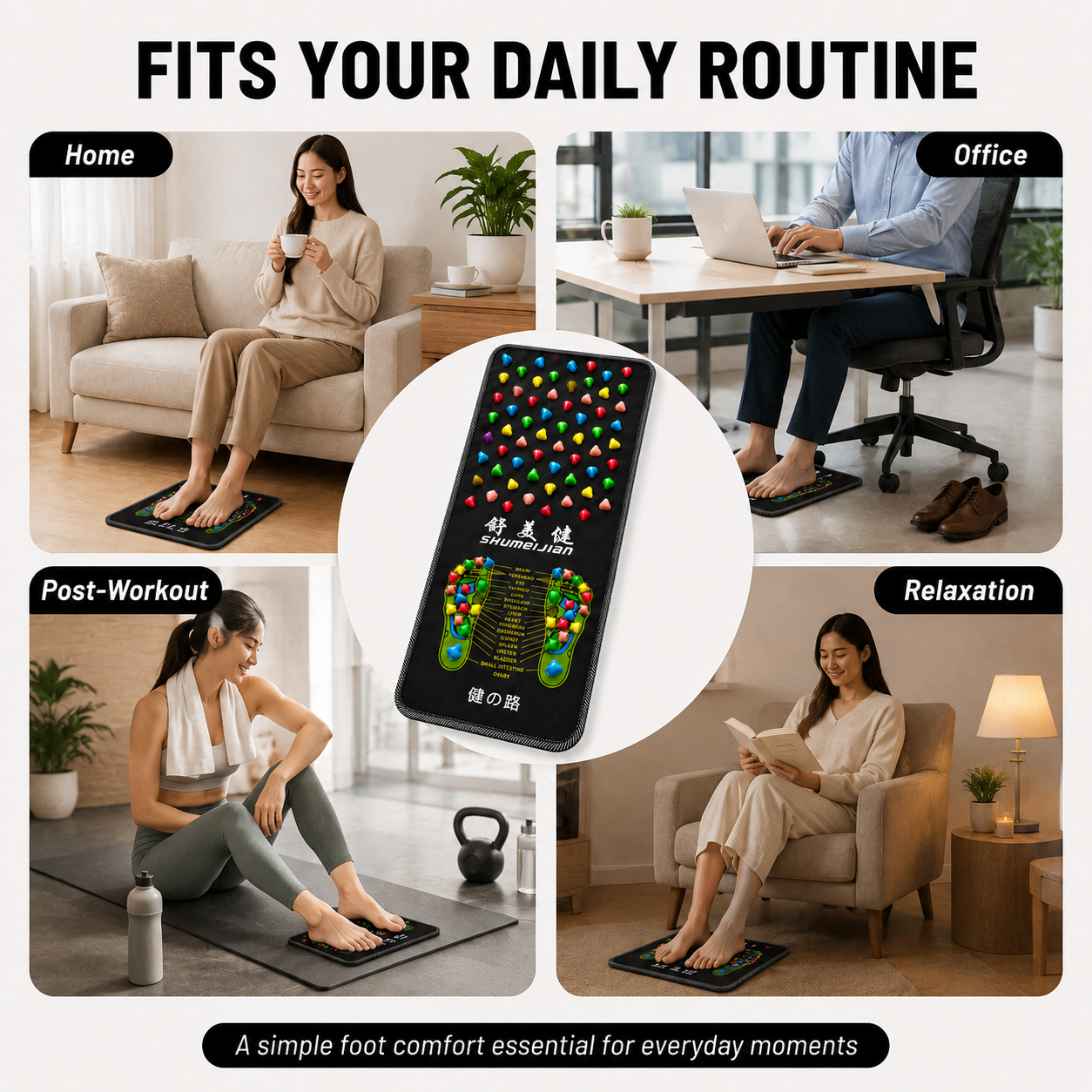 Textured Foot Comfort Mat – Non-Electric Standing Mat for Home & Daily Use
