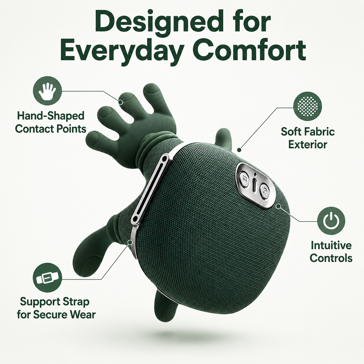 Hand-Shaped Neck and Shoulder Massager, Portable Electric Back Massager for Deep Tissue Relaxation