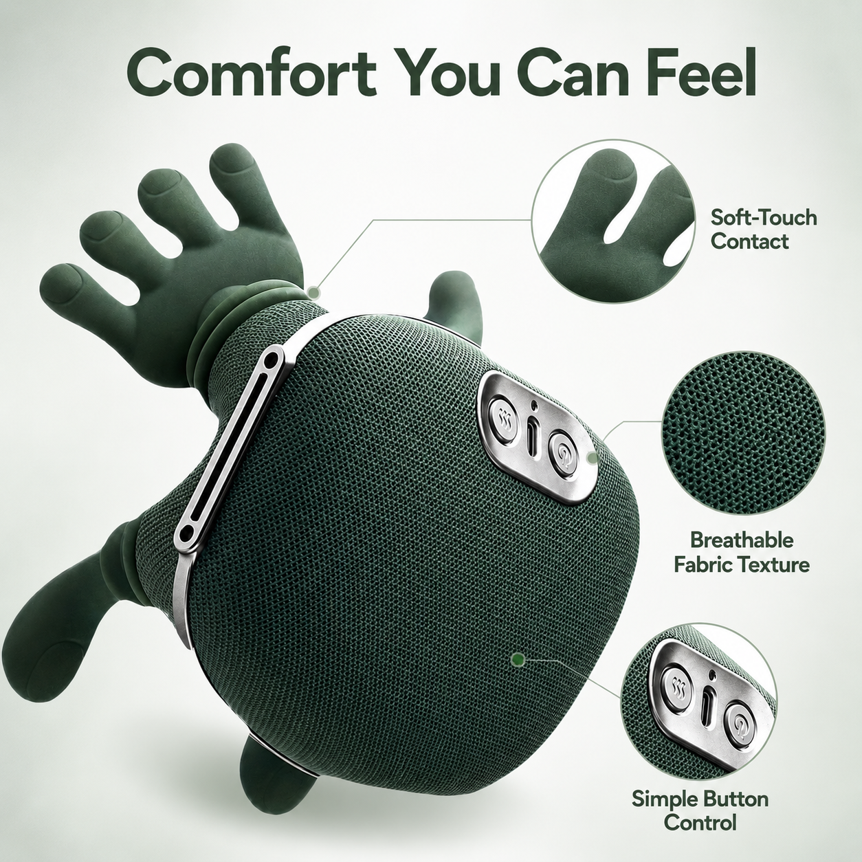 Hand-Shaped Portable Neck & Shoulder Comfort Massager | Compact Electric Relaxation Device