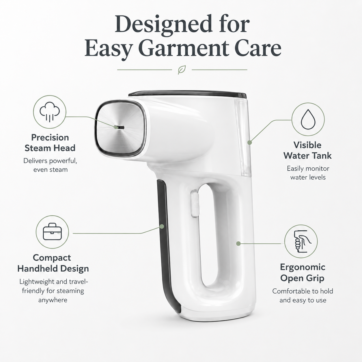 SteamEase Garment Steamer, Portable Handheld Clothes Steamer for Wrinkle Removal, Travel & Home Use