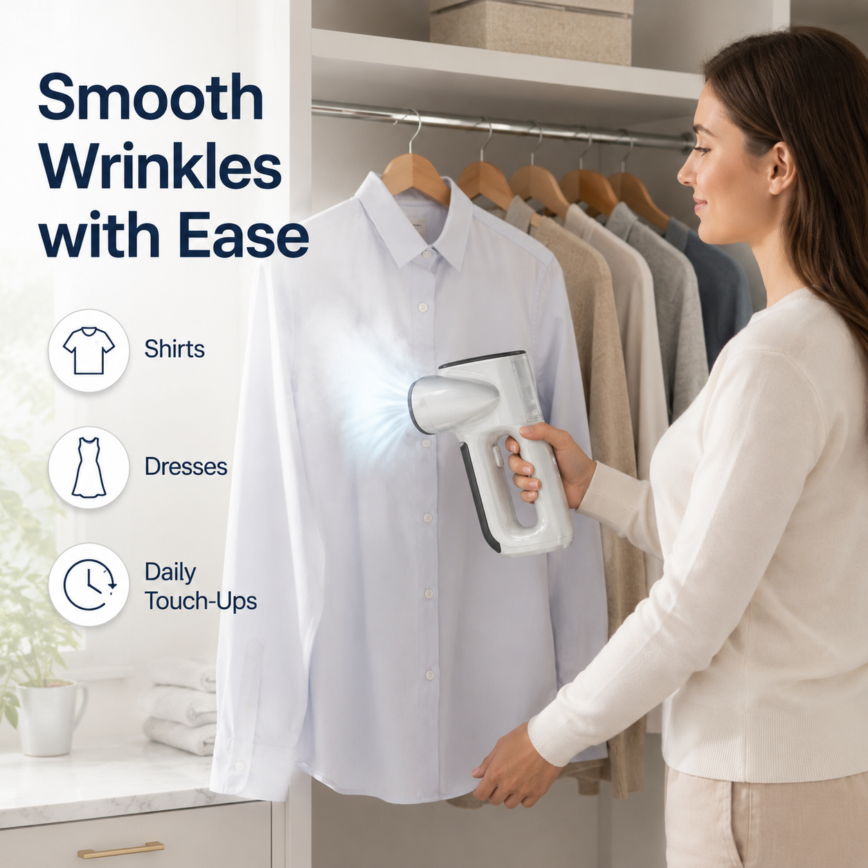 SteamEase Garment Steamer, Portable Handheld Clothes Steamer for Wrinkle Removal, Travel & Home Use