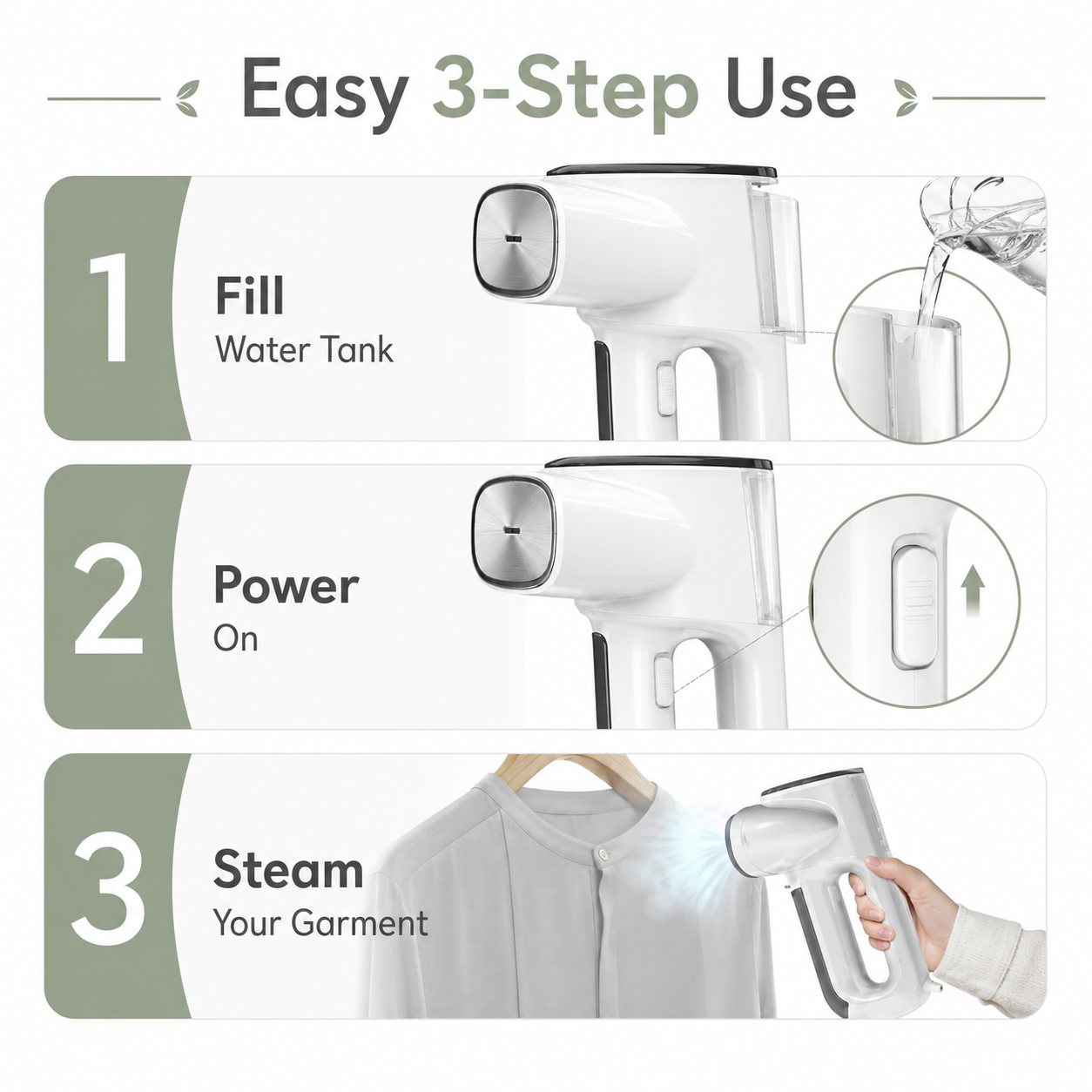 SteamEase Garment Steamer, Portable Handheld Clothes Steamer for Wrinkle Removal, Travel & Home Use