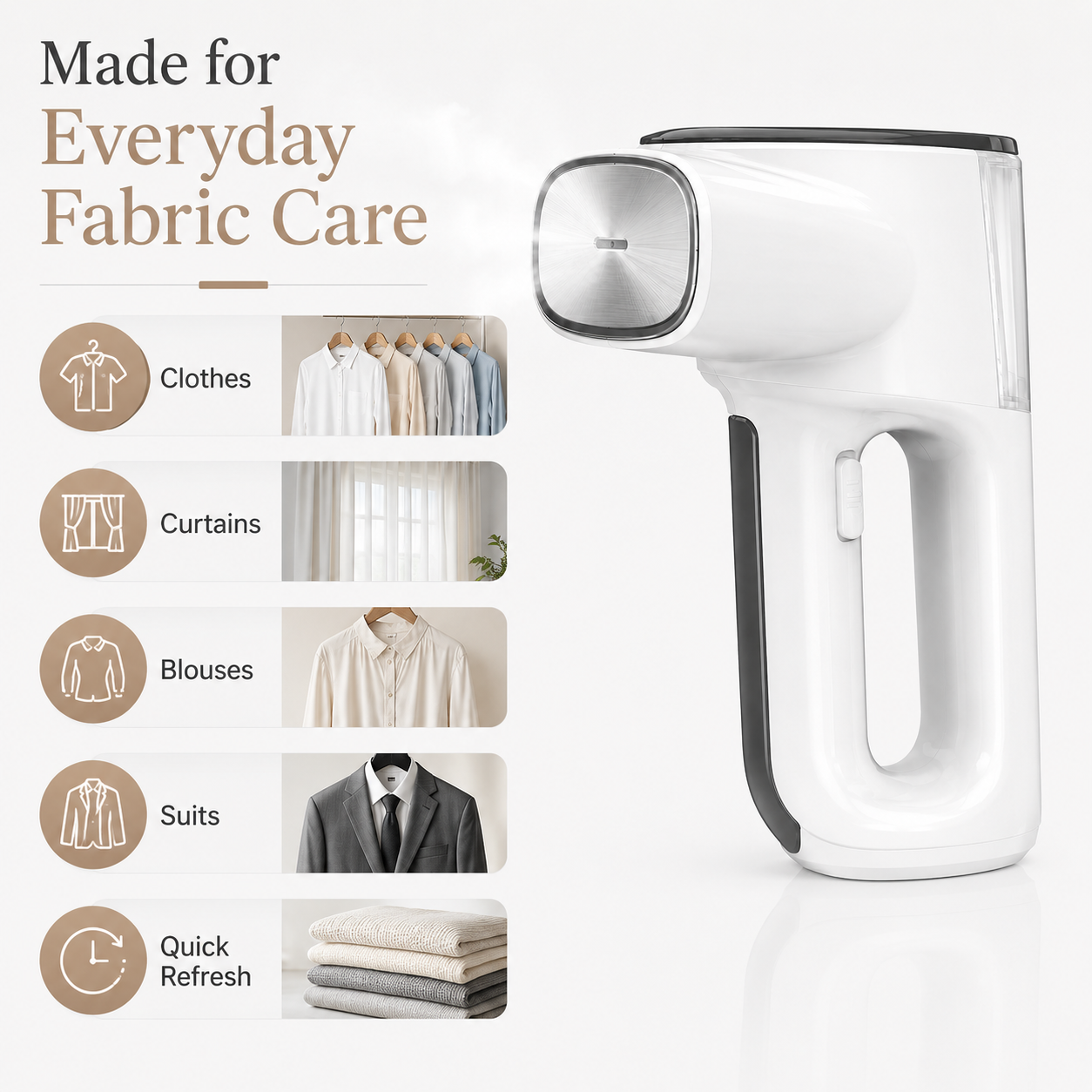 SteamEase Garment Steamer, Portable Handheld Clothes Steamer for Wrinkle Removal, Travel & Home Use