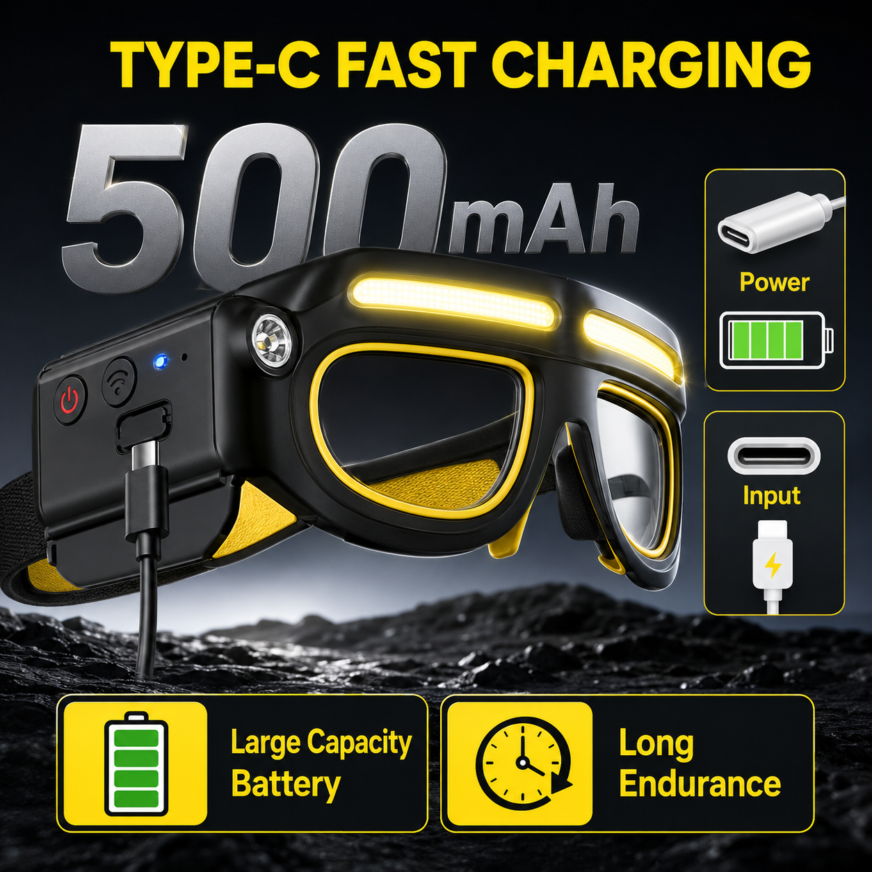 Rechargeable LED Light Glasses
