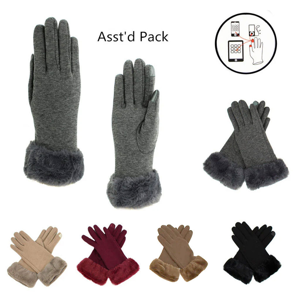 Faux Fur Cuff Smart Touch Winter Gloves – Blamshop