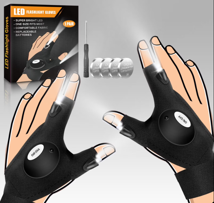 LED Light Gloves – Hands-Free Flashlight Gloves for Repair, Fishing & Outdoor Use