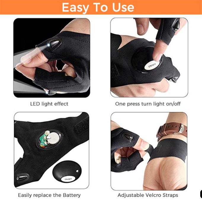 LED Light Gloves – Hands-Free Flashlight Gloves for Repair, Fishing & Outdoor Use