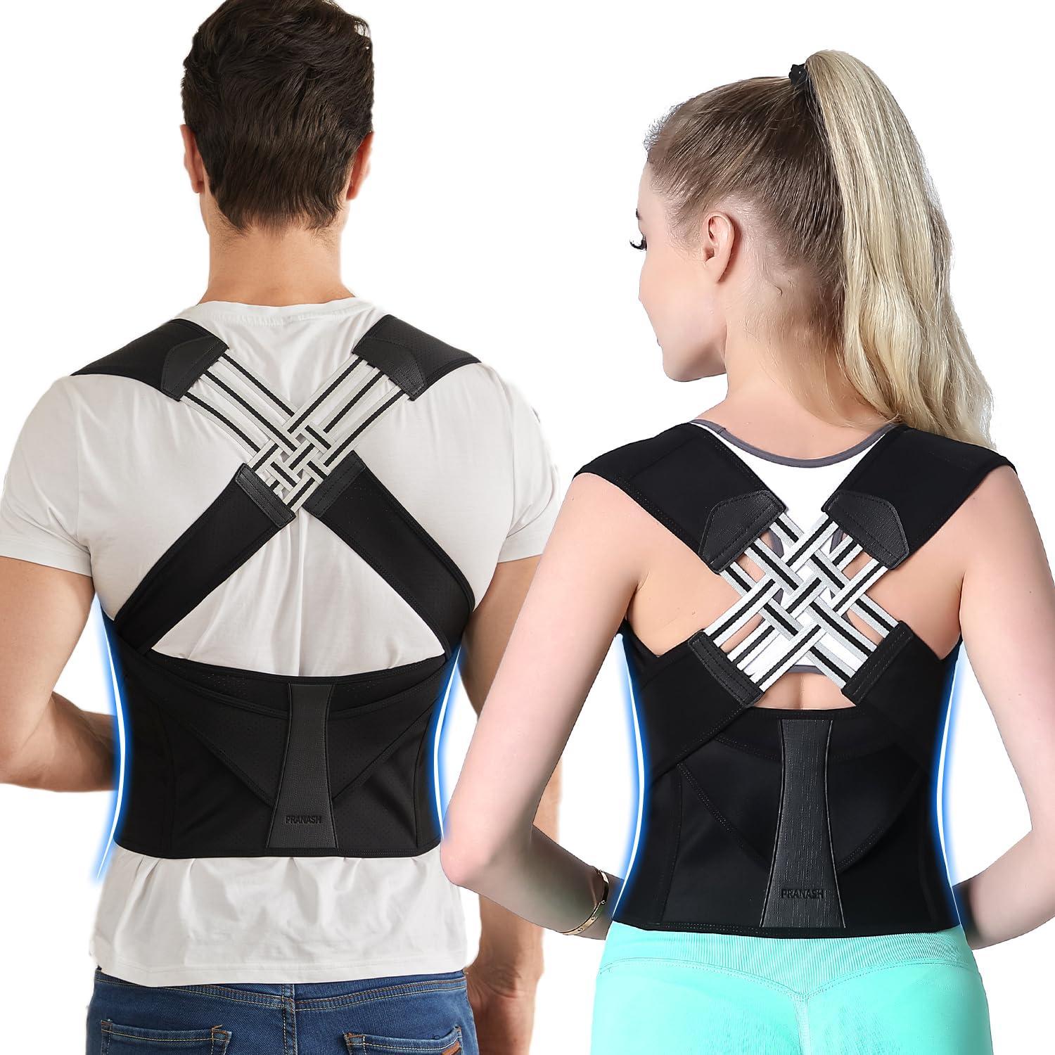 Adjustable Posture Corrector Belt for Men & Women, Back & Shoulder Support Brace with X-Strap Design