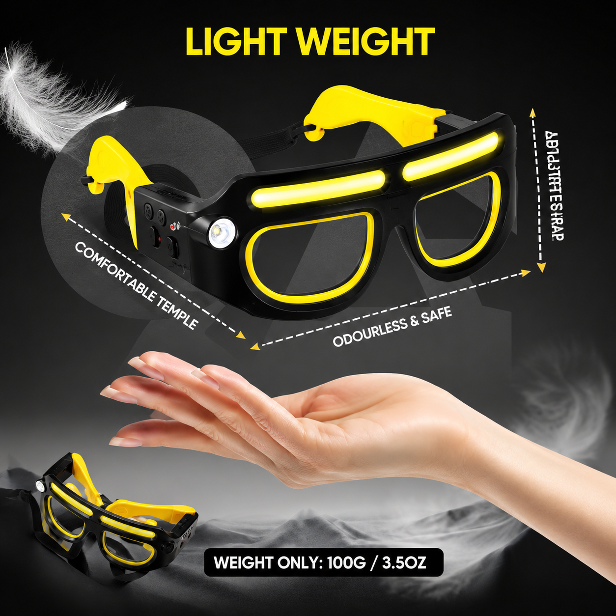 Rechargeable LED Light Glasses