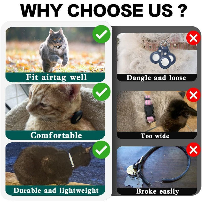 Smart AirTag Cat Collar with Holder